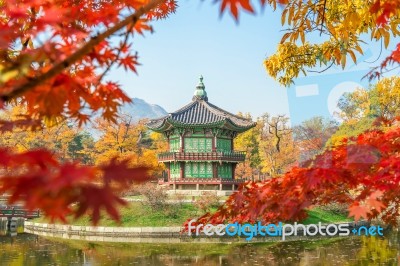 Gyeongbokgung Palace In Autumn,south Korea Stock Photo