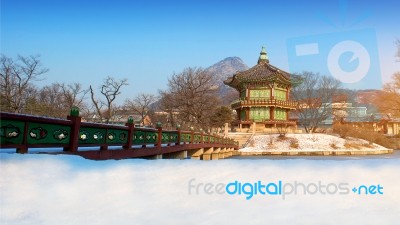 Gyeongbokgung Palace In Winter,korea Stock Photo