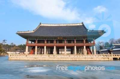 Gyeongbokgung Palace In Winter,korea Stock Photo