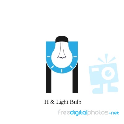 H-letter/alphabet Icon And Light Bulb Abstract Logo Design Stock Image