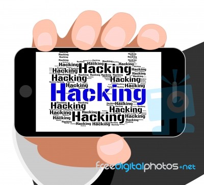 Hacking Lock Represents Vulnerable Wordcloud And Crack Stock Image