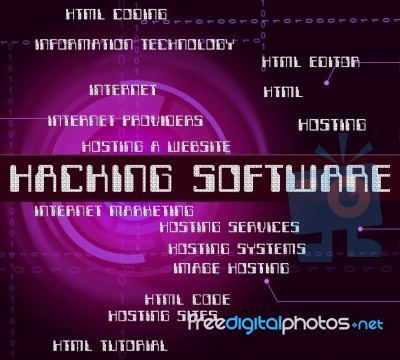 Hacking Software Means Program Shareware And Crack Stock Image