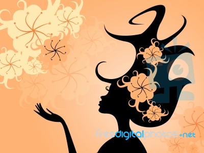 Hairdo Hairstyle Shows Young Woman And Floral Stock Image