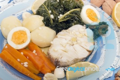 Hake Fish With Vegetables Stock Photo