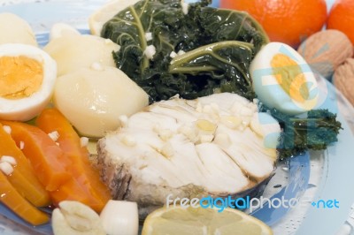 Hake Fish With Vegetables Stock Photo