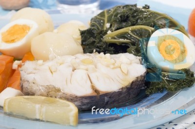 Hake Fish With Vegetables Stock Photo