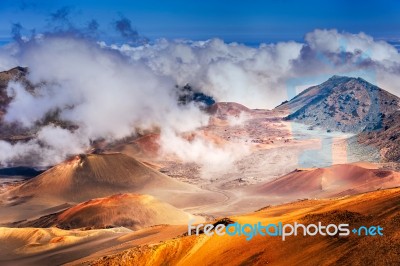 Haleakala Volcano On  Maui Island In Hawaii Stock Photo