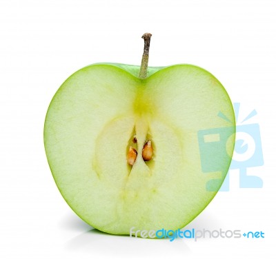 Half Green Apple Isolated On White Background Stock Photo