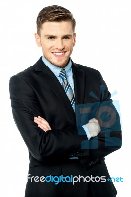 Half Length Portrait Of A Young Businessman Stock Photo