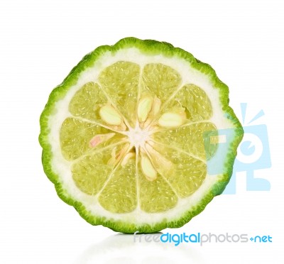 Half Of Bergamot Isolated On The White Stock Photo