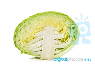 Half Of Cabbage Isolated On The White Stock Photo