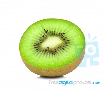 Half Of Kiwi Isolated On White Background Stock Photo