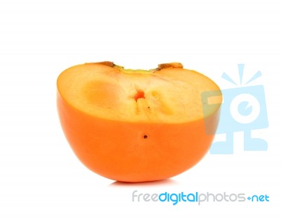 Half Of Persimmon Isolated On The White Background Stock Photo