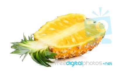 Half Of Pineapple Isolated On White Stock Photo