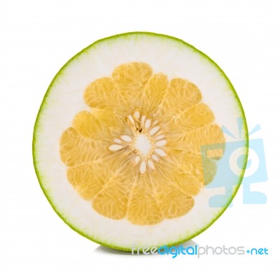 Half Of Pomelo Citrus Isolated On White Background Stock Photo