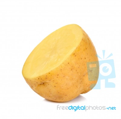 Half Of Potato Isolated On The White Background Stock Photo