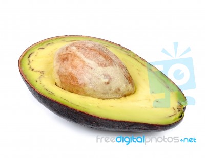 Half Of Ripe Avocado Isolated On The White Background Stock Photo