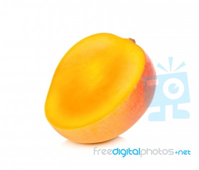 Half Of Ripe Mango Isolated Stock Photo