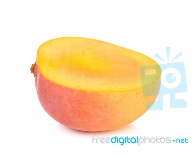 Half Of Ripe Mango Isolated Stock Photo