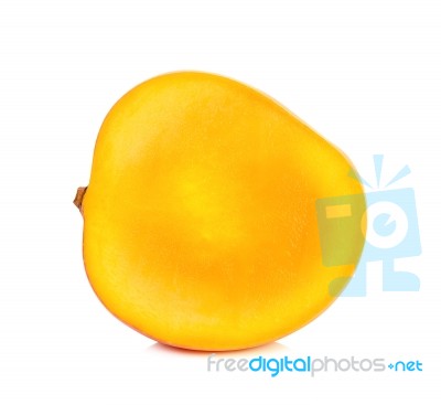 Half Of Ripe Mango Isolated Stock Photo