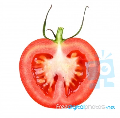 Half Of Tomato Isolated On White Background Stock Photo