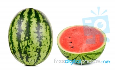 Half Of Watermelon Isolated On The White Background Stock Photo