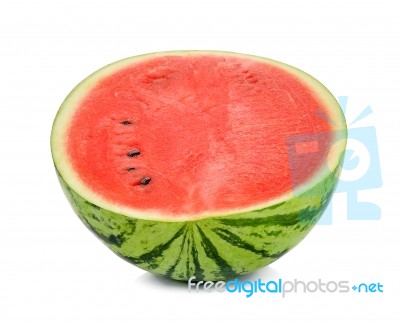 Half Of Watermelon Isolated On The White Background Stock Photo