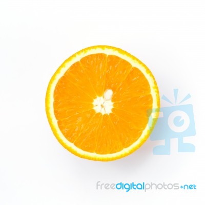 Half Orange Isolated On White Background Stock Photo