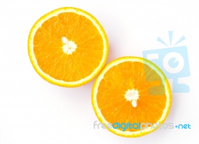 Half Orange Isolated On White Background Stock Photo