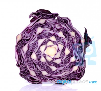 Half Purple Cauliflower Isolated On White Background Stock Photo