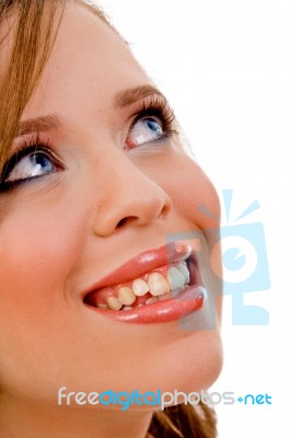 Halflength View Of Smiling Female Face Stock Photo