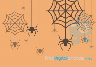 Halloween Background Spider With Cobweb Stock Image