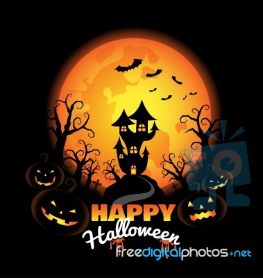 Halloween Background  With Pumpkins Stock Image