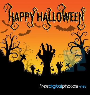 Halloween Background With Zombies Hand Stock Image