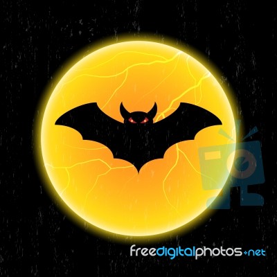 Halloween Bat Fly And Moon Stock Image