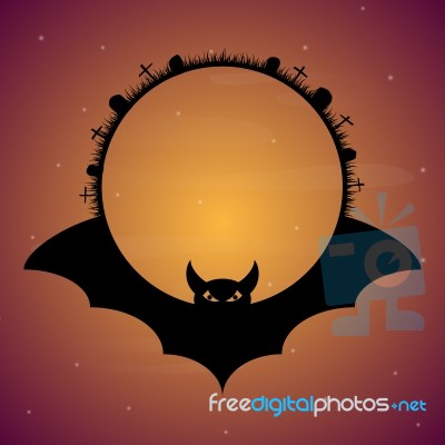 Halloween Bat Graveyard Circle  Stock Image