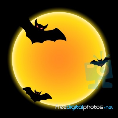 Halloween Bat Moon  Stock Image