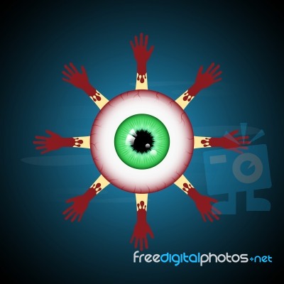 Halloween Blood Eye Hand  Stock Image