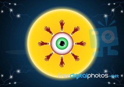 Halloween Blood Eye Hand Moon Thunderbolt  Stock Image