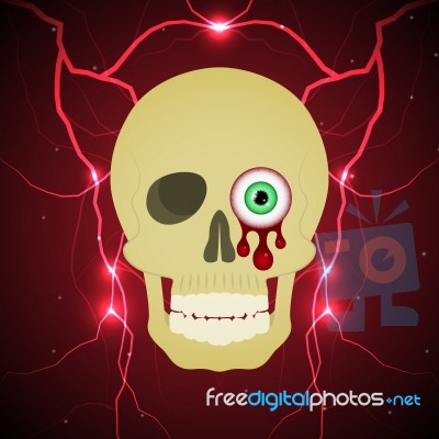 Halloween Blood Eyeball Skull Thunderbolt Lightning Background Stock Image