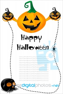 Halloween Card With Pumpkin And Skull Stock Image