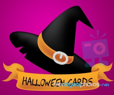 Halloween Cards Indicates Trick Or Treat And Celebration Stock Image