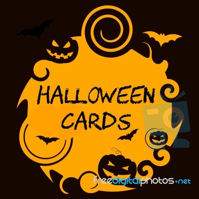 Halloween Cards Means Trick Or Treat And Autumn Stock Image