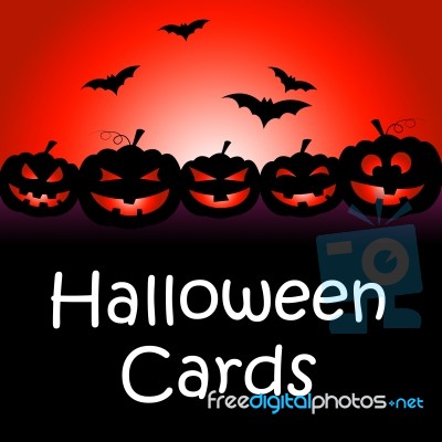 Halloween Cards Means Trick Or Treat And Celebration Stock Image