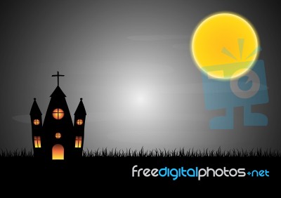 Halloween Castle Moon  Stock Image