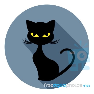 Halloween Cat Icon Indicates Trick Or Treat And Animal Stock Image