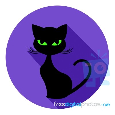 Halloween Cat Icon Means Trick Or Treat And Autumn Stock Image