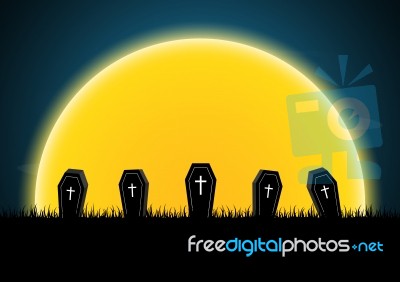 Halloween Coffin Moon  Stock Image