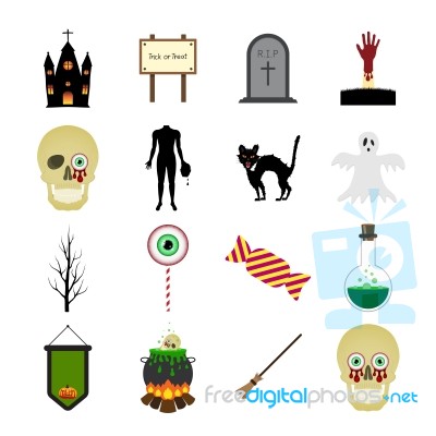 Halloween Color Icon Set Stock Image