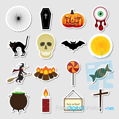 Halloween Color Sticker Icon Set Stock Image